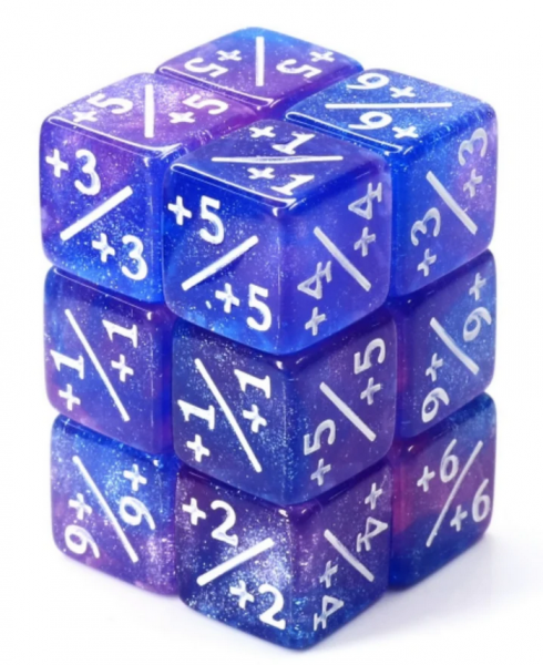 +1/+1 BLUE & PURPLE GLITTER COUNTERS FOR MAGIC (8)