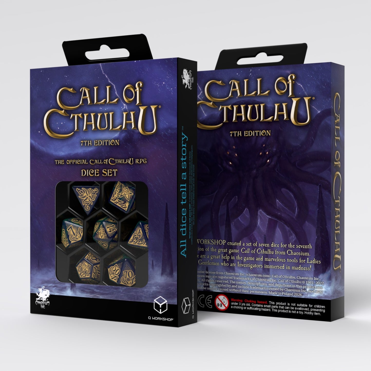 CALL OF CTHULHU 7TH EDITION BLUE GREEN & GOLD DICE SET