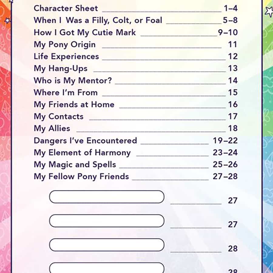 MY LITTLE PONY (RPG): EXPANDED CHARACTER SHEET JOURNAL
