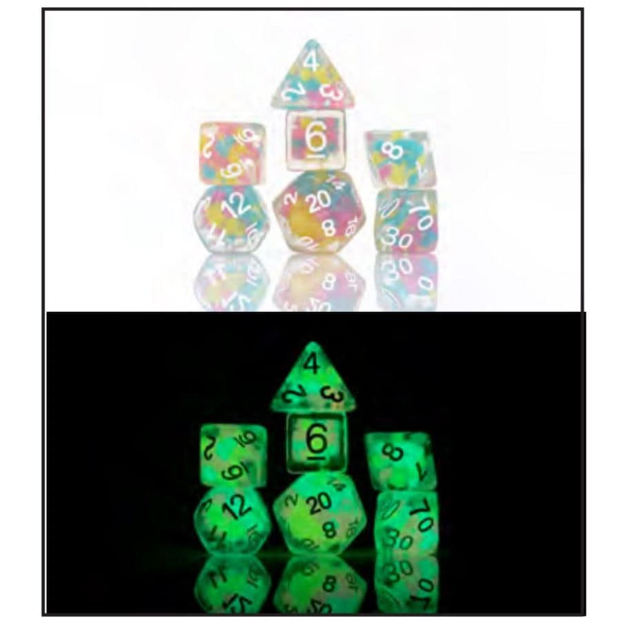 7CT POLY DICE SET: LUCKY CHARM GLOWWORM