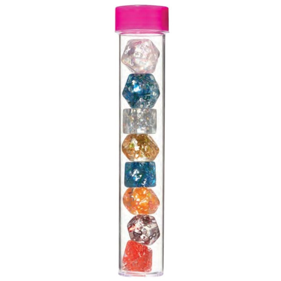 7CT TRANSPARENT POLY DICE SET: CANCER AWARENESS