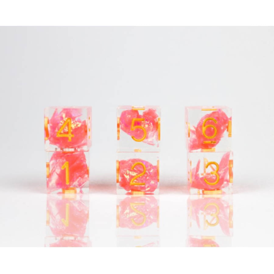 6CT D6 DICE SET: SHARP FLAMINGO