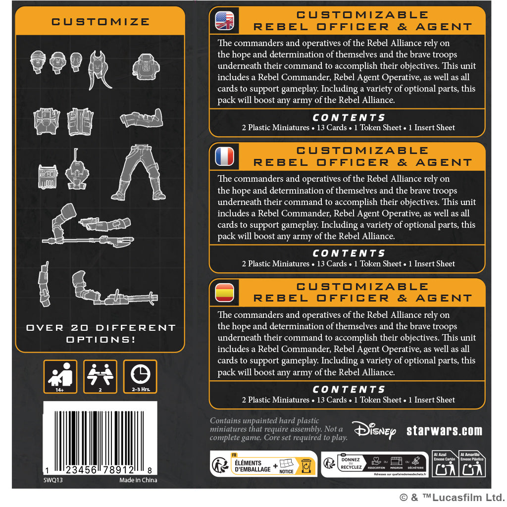 Star Wars: Legion - Customizable Rebel Officer & Agent