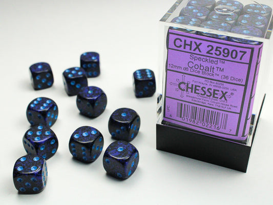 Speckled Cobalt 12mm d6 Dice Block (36 dice)