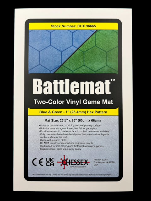 Battlemat 1" Reversible Blue-Green Hexes