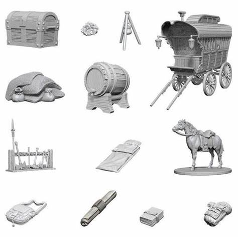 DUNGEONS AND DRAGONS: NOLZUR'S MARVELOUS UNPAINTED MINIATURES -W4-ADVENTURER'S CAMPSITE