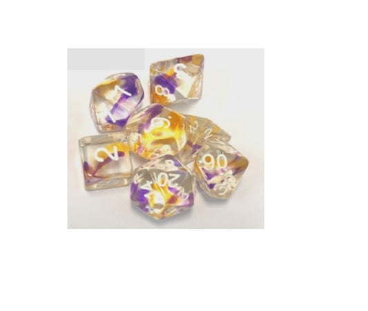 7CT POLY DICE SET: TRANSLUCENT: VIOLET SWIRL