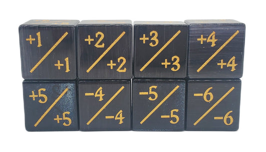 Old School Dice: Gemstone +/- Counter Dice - Cat's Eye Black ****