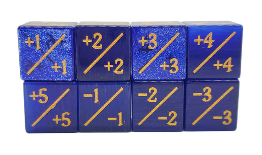 Old School Dice: Gemstone +/- Counter Dice - Cat's Eye Blue ****