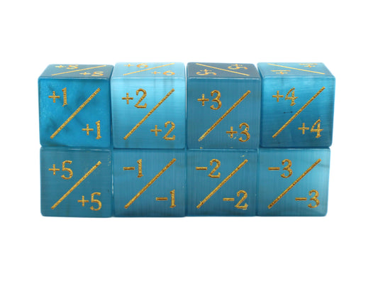 Old School Dice: Gemstone +/- Counter Dice - Cat's Eye Teal ****
