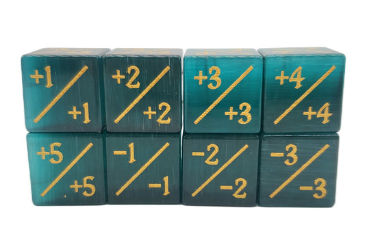 Old School Dice: Gemstone +/- Counter Dice - Cat's Eye Green ****
