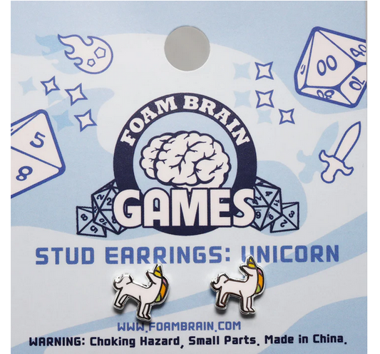 Foam Brain Stud Earrings: Unicorn