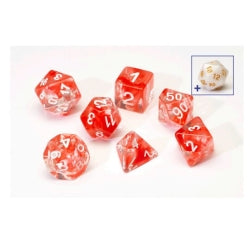 7CT TRANSLUCENT POLY DICE SET - RED CLOUD RESIN