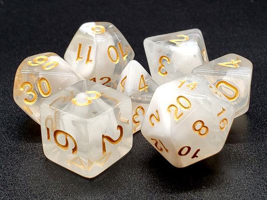 Old School Dice: Odyssey - White w/ Gold ****