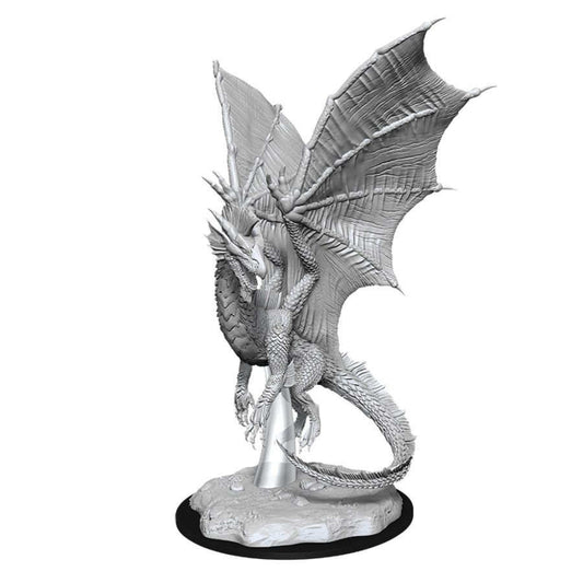 DUNGEONS AND DRAGONS: NOLZUR'S MARVELOUS UNPAINTED MINIATURES -W11-YOUNG SILVER DRAGOND&D Minis: Young Silver Dragon